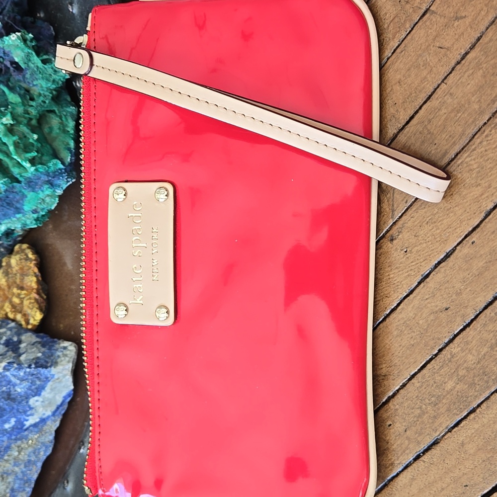 Kate Spade red patten leather wristlet